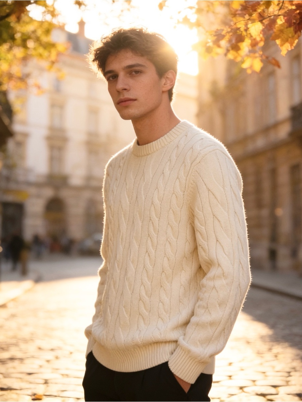 Boden Men’s Cream Cable-Knit Fisherman Sweater Preppy Heritage Coastal Size XL